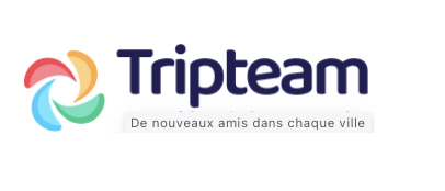 Logo de TripTeam avec le slogan "De nouveaux amis dans chaque ville"