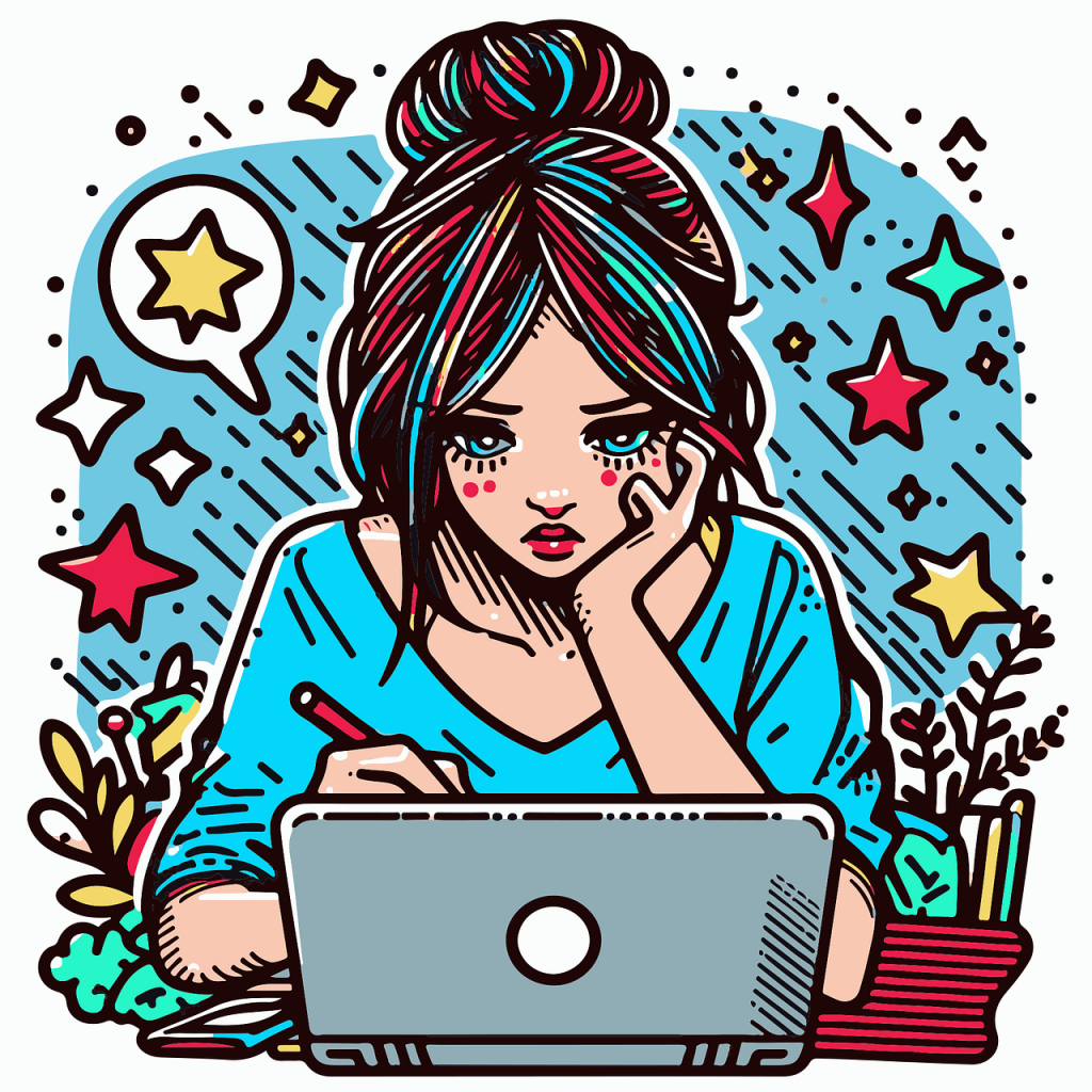 llustration d'une femme freelance travaillant seule sur son ordinateur, l'air fatigué et pensif, symbolisant la solitude du travail indépendant.